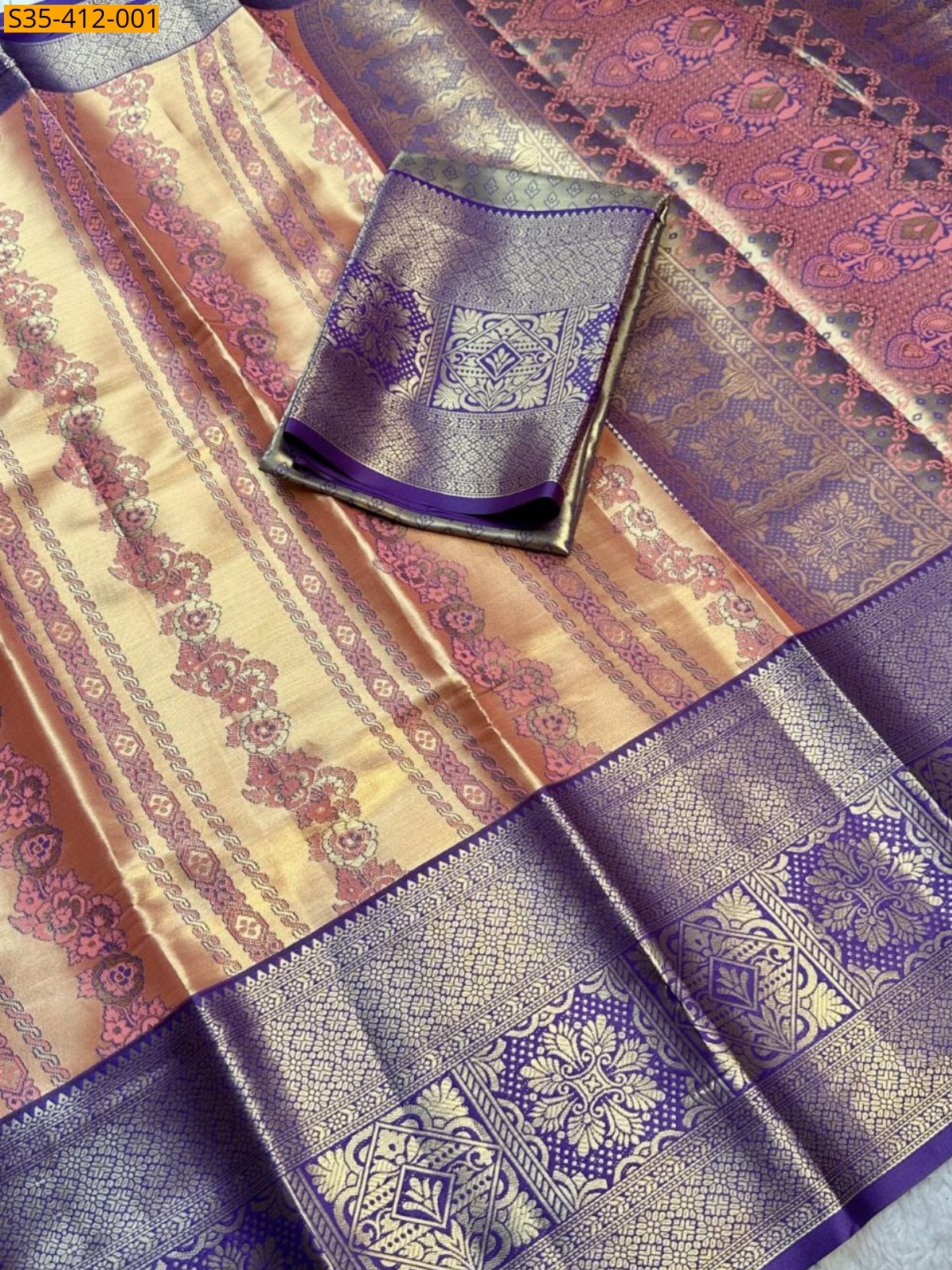 Peach Fancy Kanjivaram Silk Saree