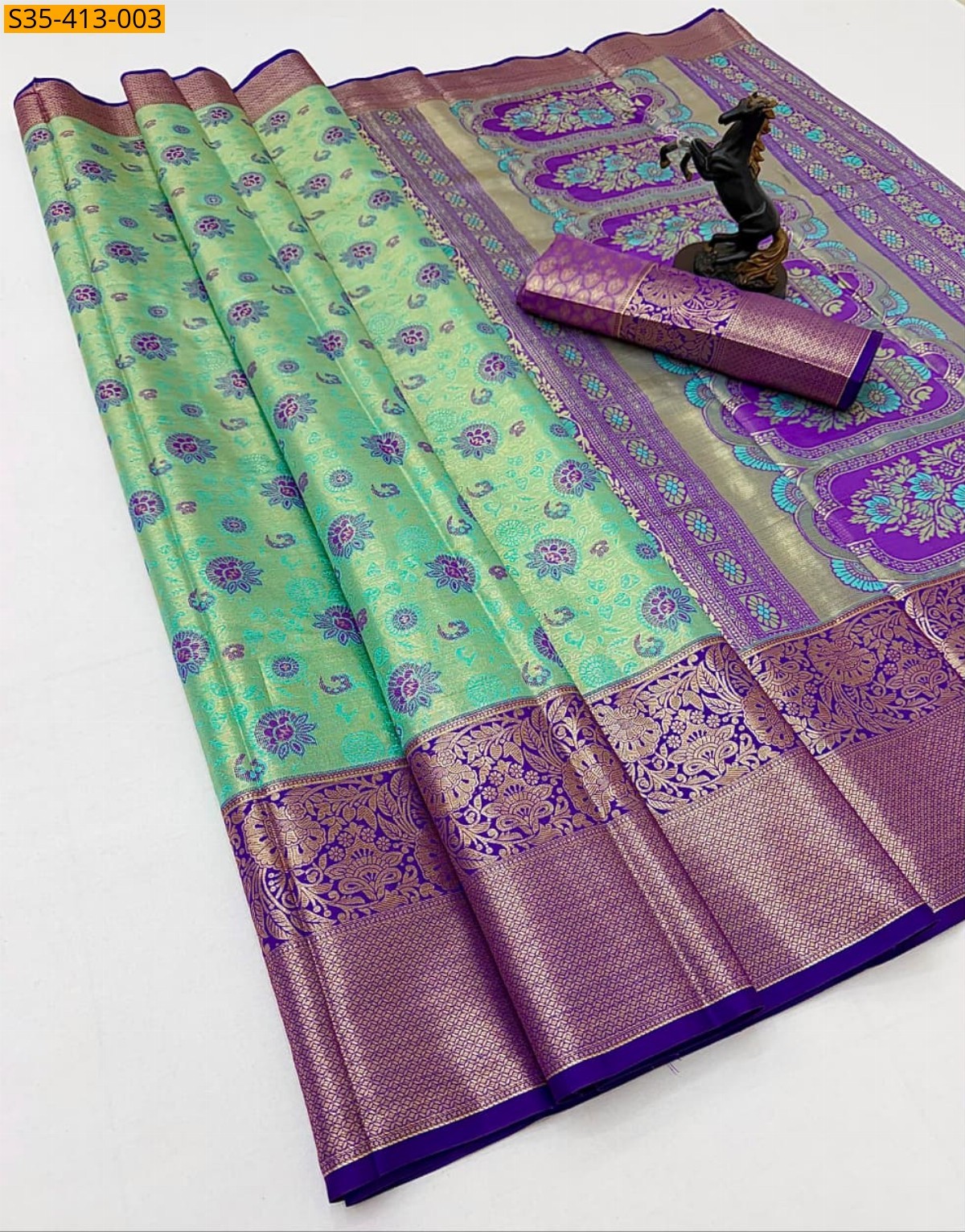 Green Fancy Kanjivaram Glass Tissue Silk Saree