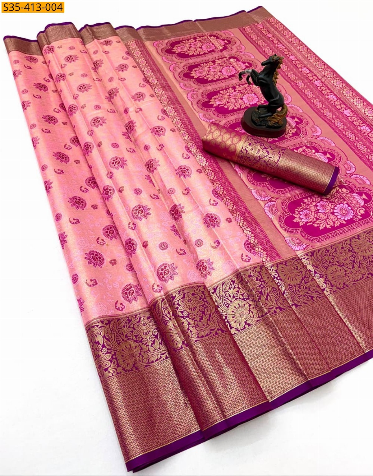 Pink Fancy Kanjivaram Glass Tissue Silk Saree