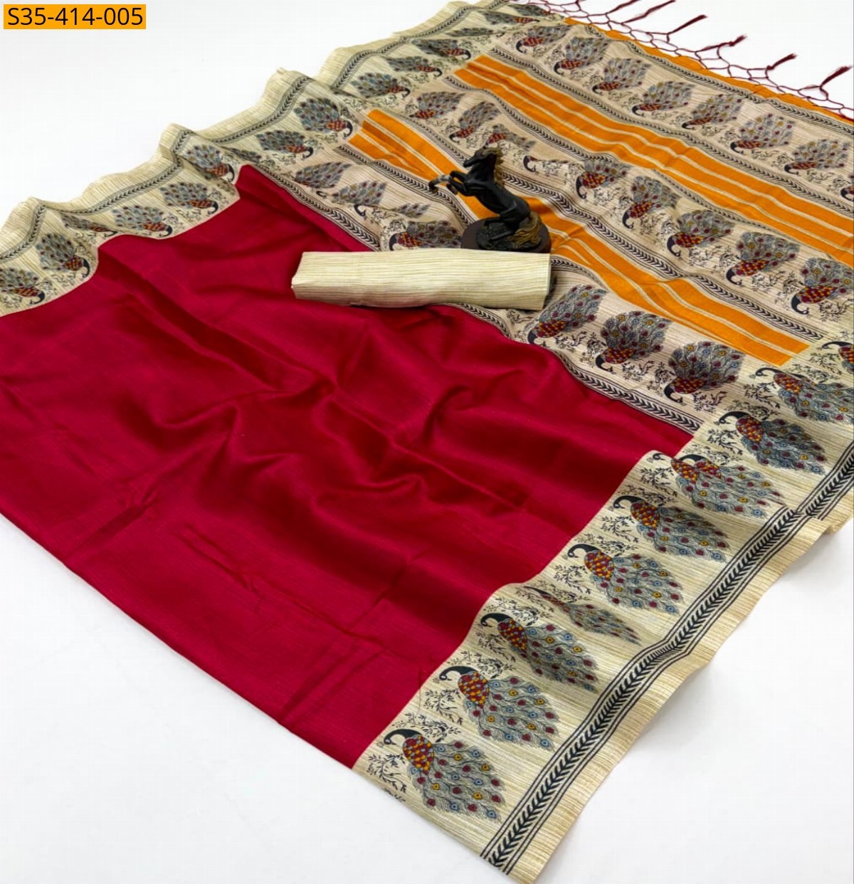 Maroon Fancy Khadi Cotton Saree