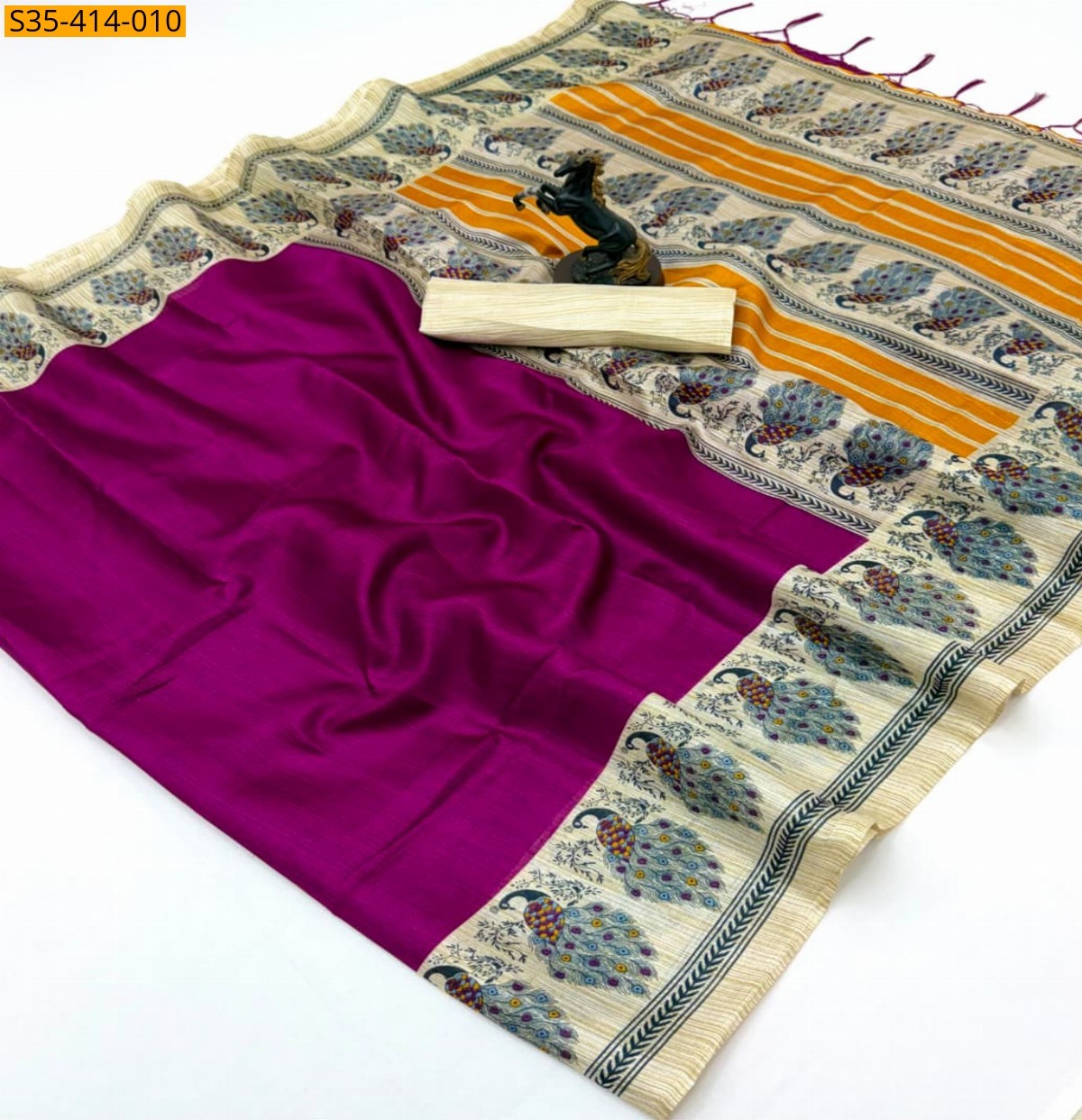 Magenta Fancy Khadi Cotton Saree