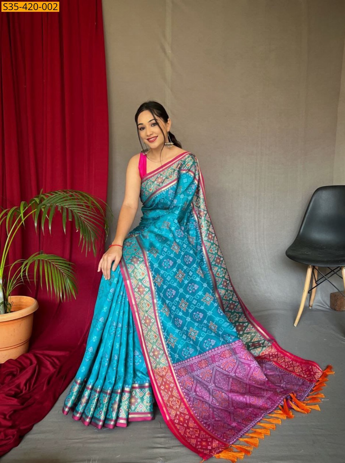 Blue Fancy Soft Patola Weaving Sarees