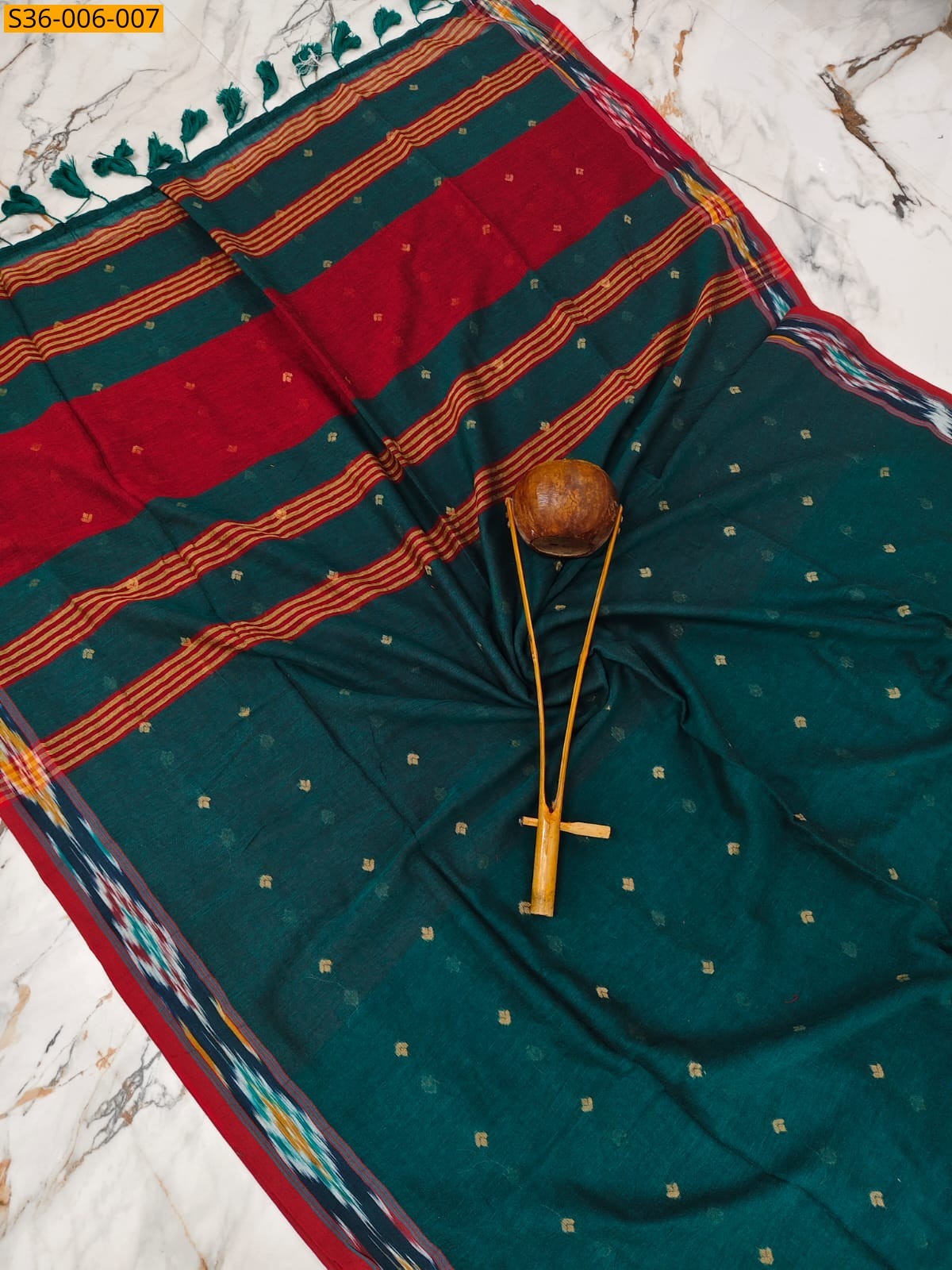 Green Fancy Bengal Cotton Saree