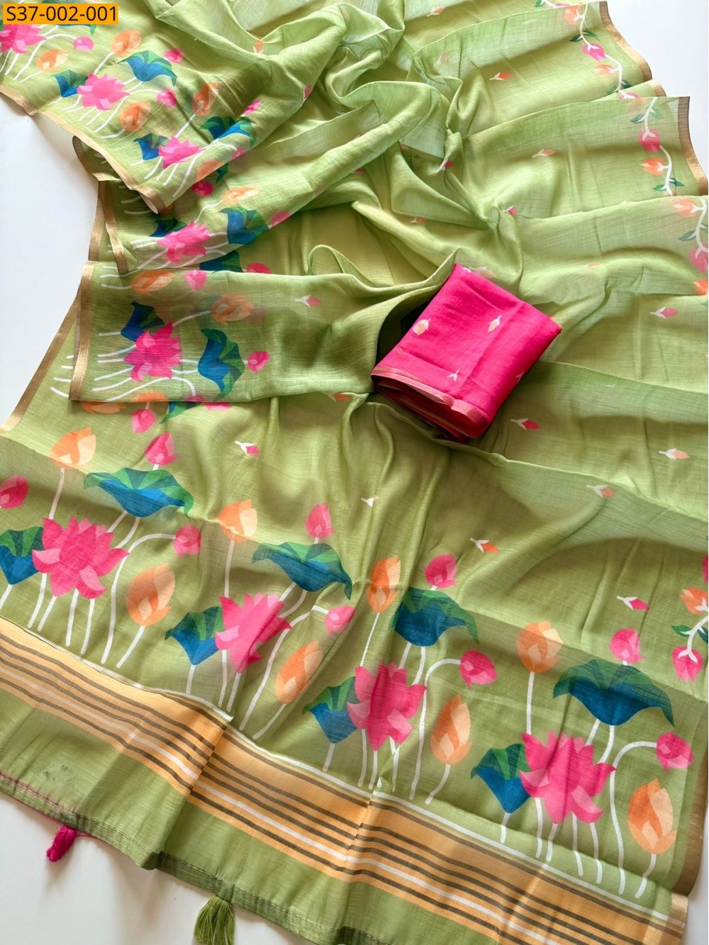 Fancy Soft Linen Cotton Sarees