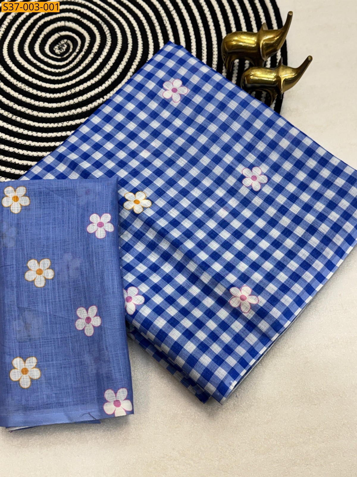 Blue Fancy Soft Linen Cotton Sarees
