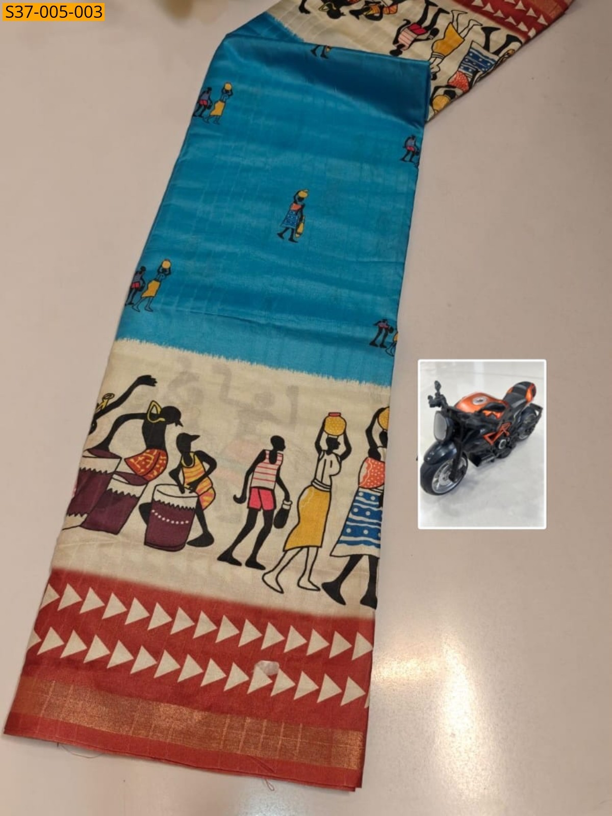 Blue Fancy Mulmul Cotton Saree