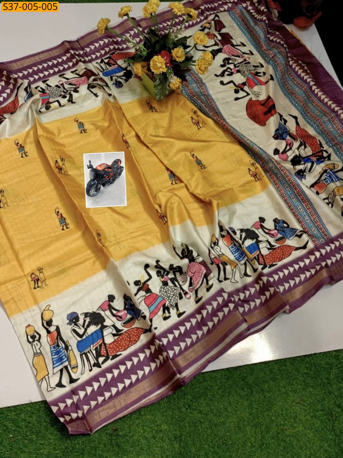 Yellow Fancy Mulmul Cotton Saree