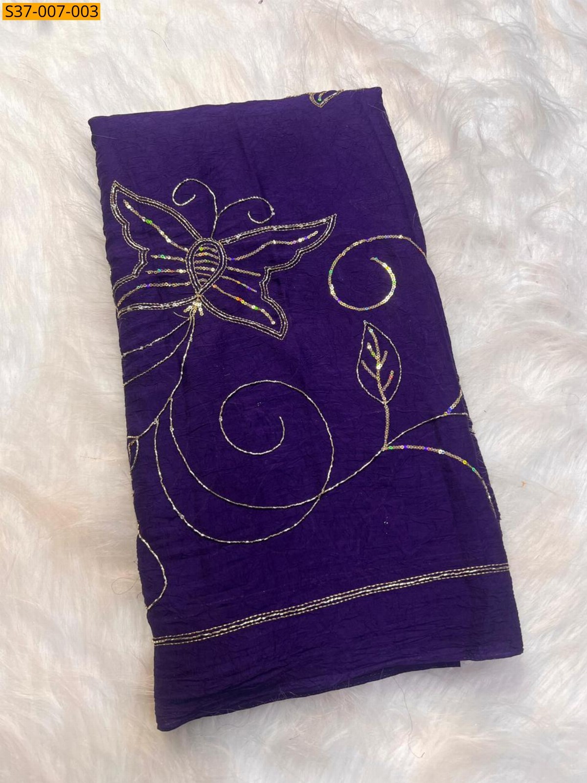 Purple Fancy Soft Crush Silk Sarees