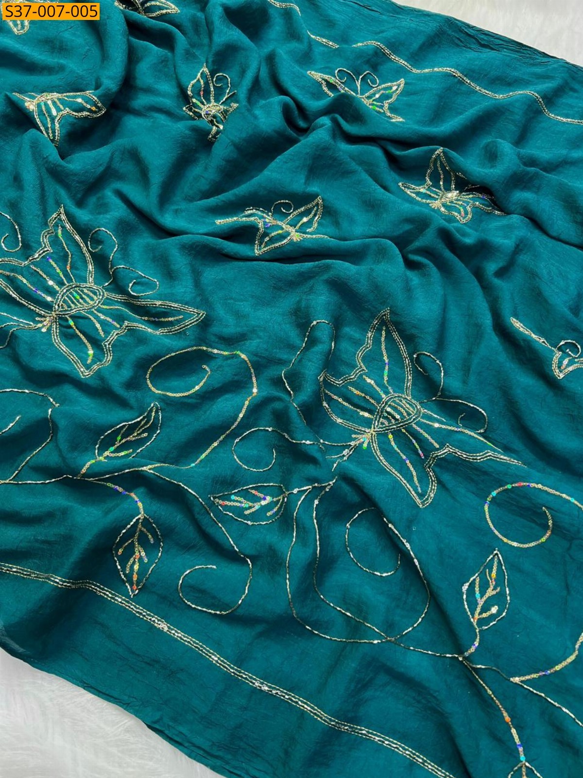 Green Fancy Soft Crush Silk Sarees