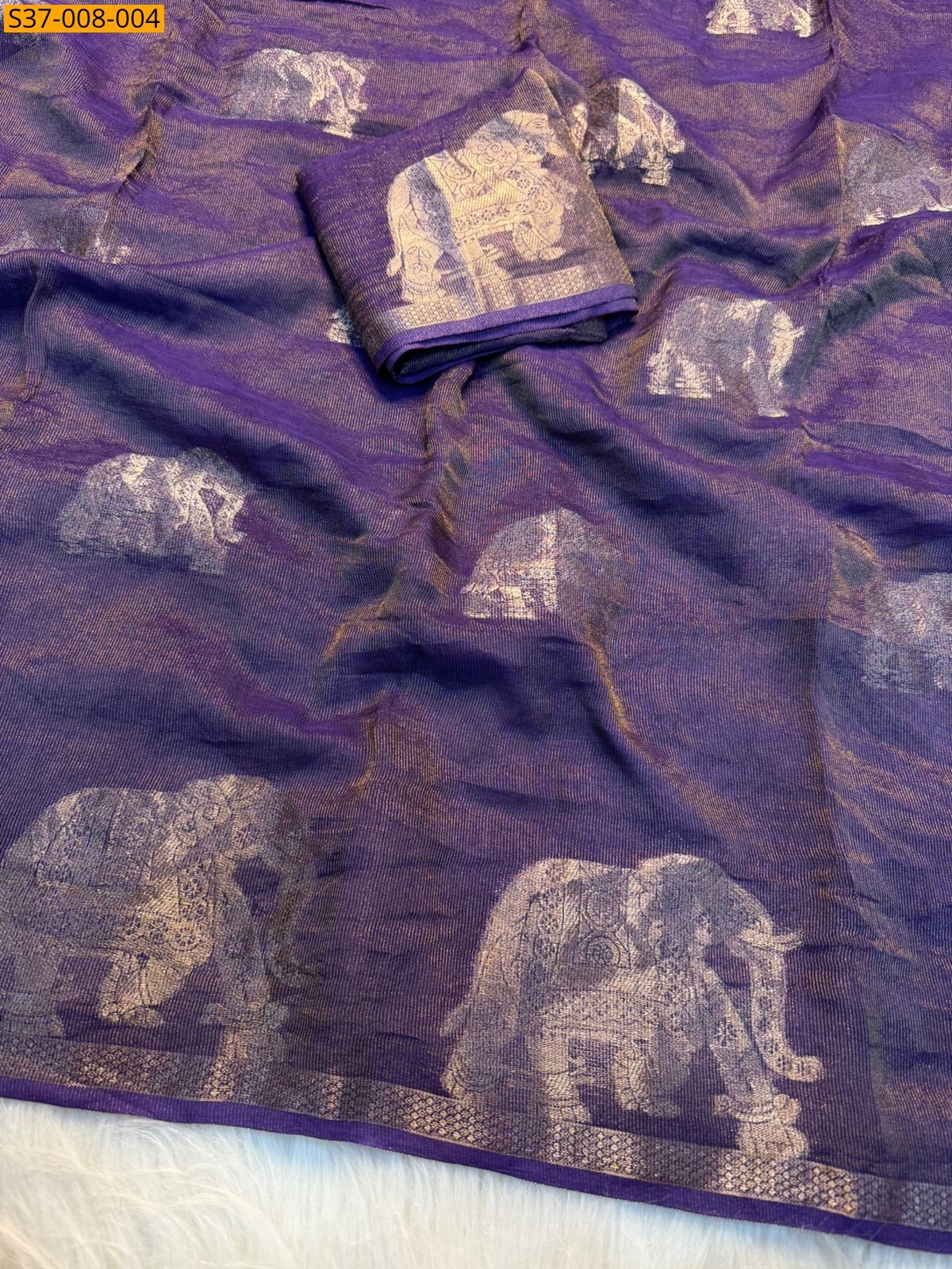 Lavendar Fancy Viscose tissue weaving Saree