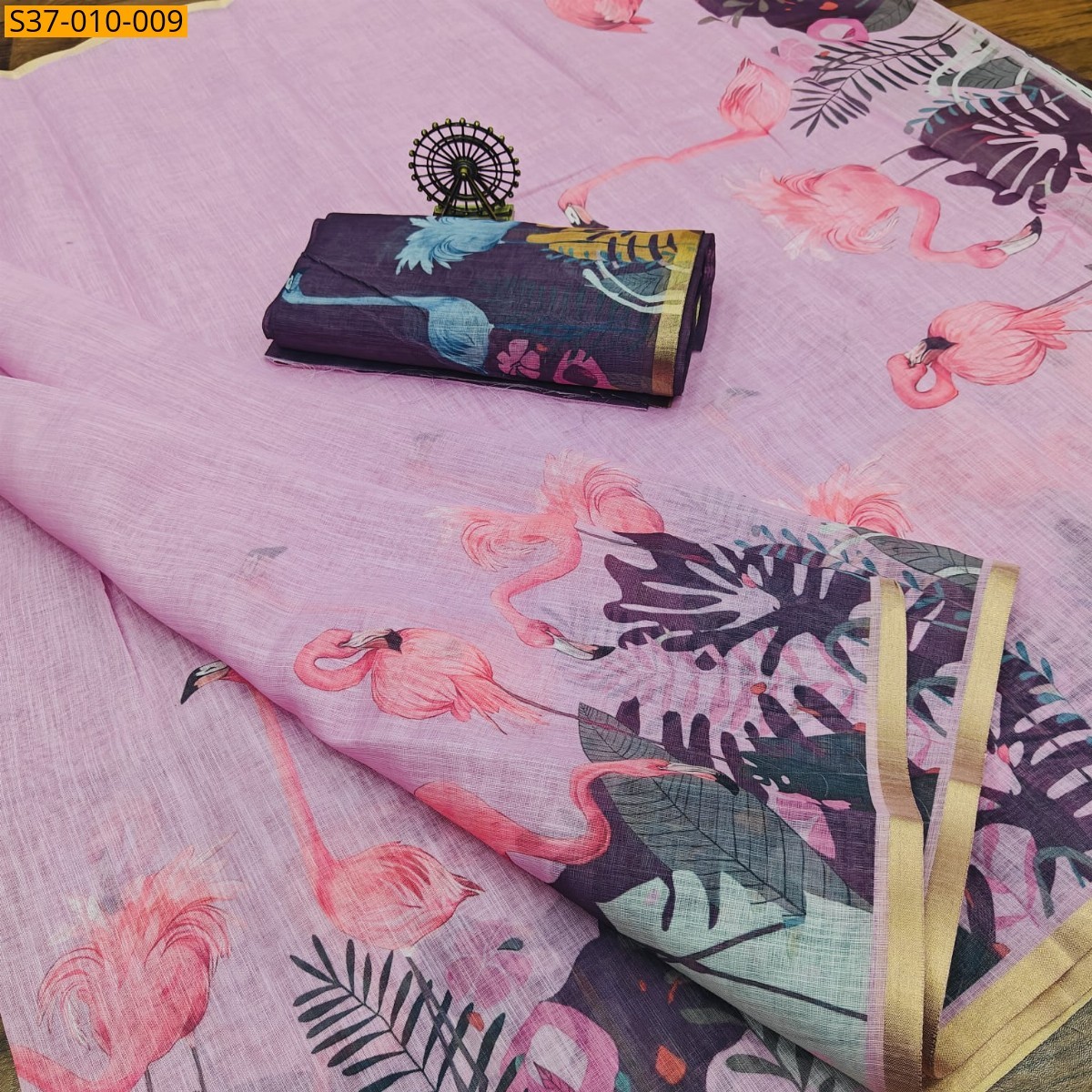 Pink Fancy Linen Digital Print Saree