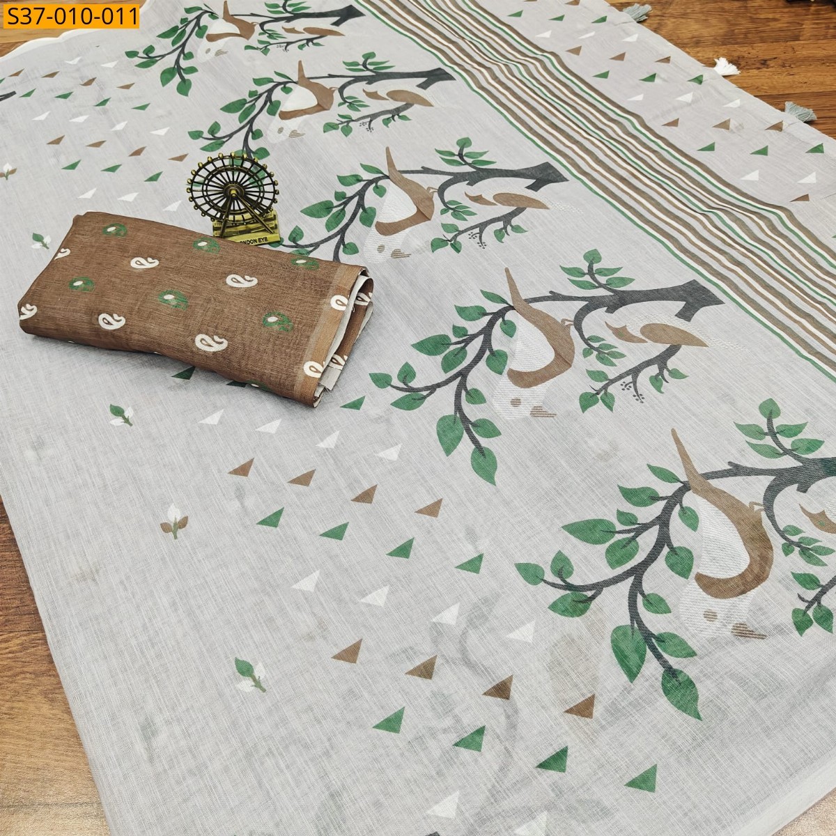 Light Pink Fancy Linen Digital Print Saree