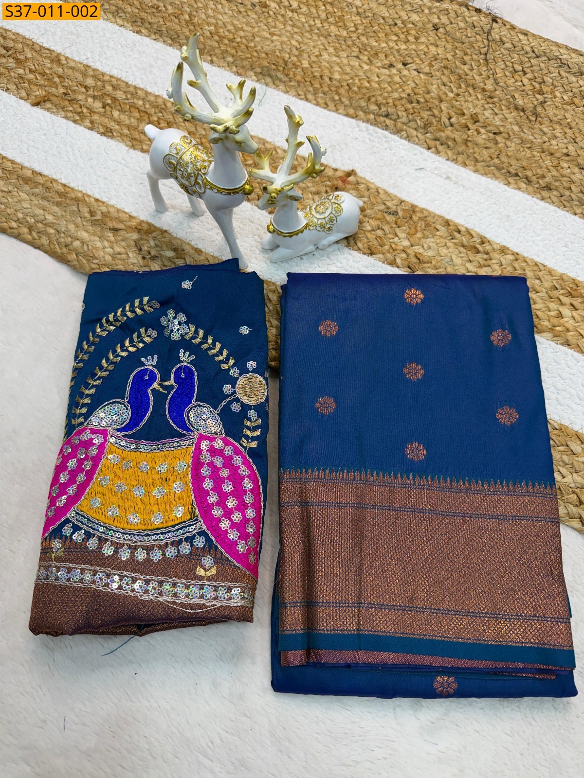 Blue Fancy Weaving Silk Saree