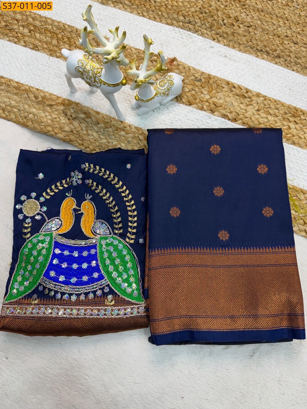 Navy blue Fancy Weaving Silk Saree