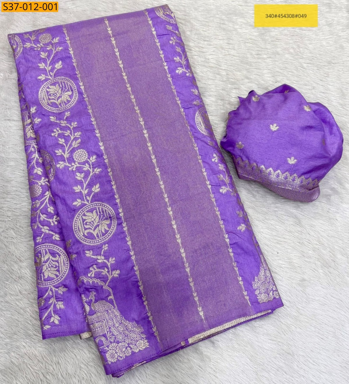 Lavender Fancy Crepe Khadi Cottan silk saree