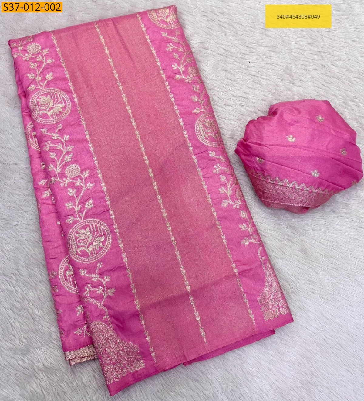 Pink Fancy Crepe Khadi Cottan silk saree