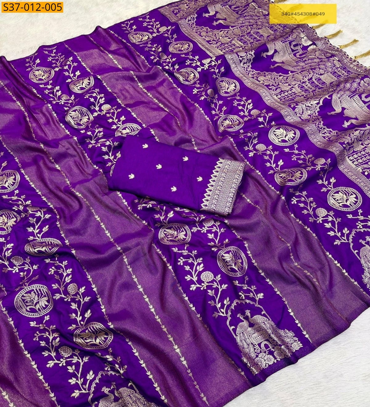 Violet Fancy Crepe Khadi Cottan silk saree