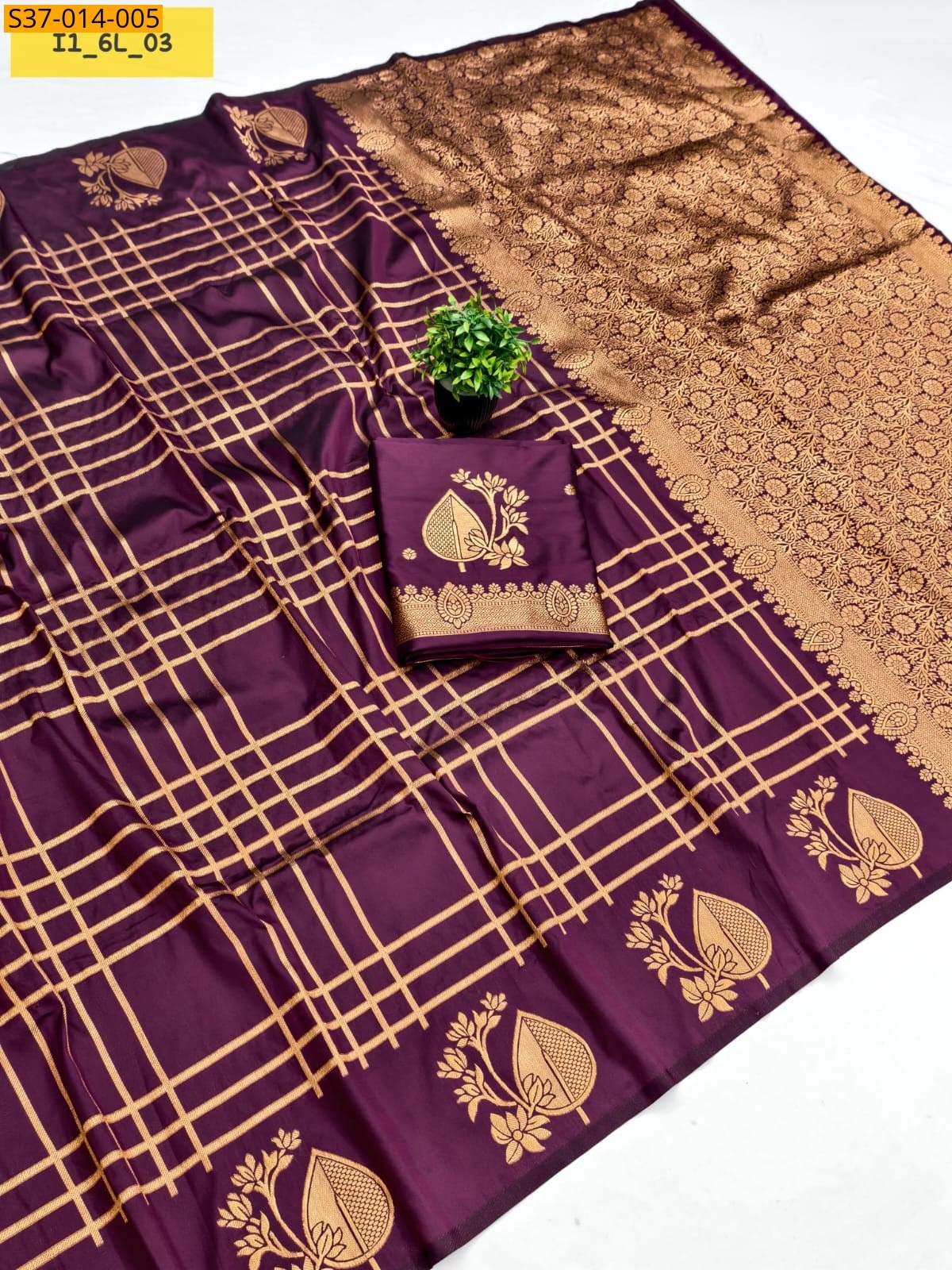Wine Fancy Banarasi Soft Silk Saree