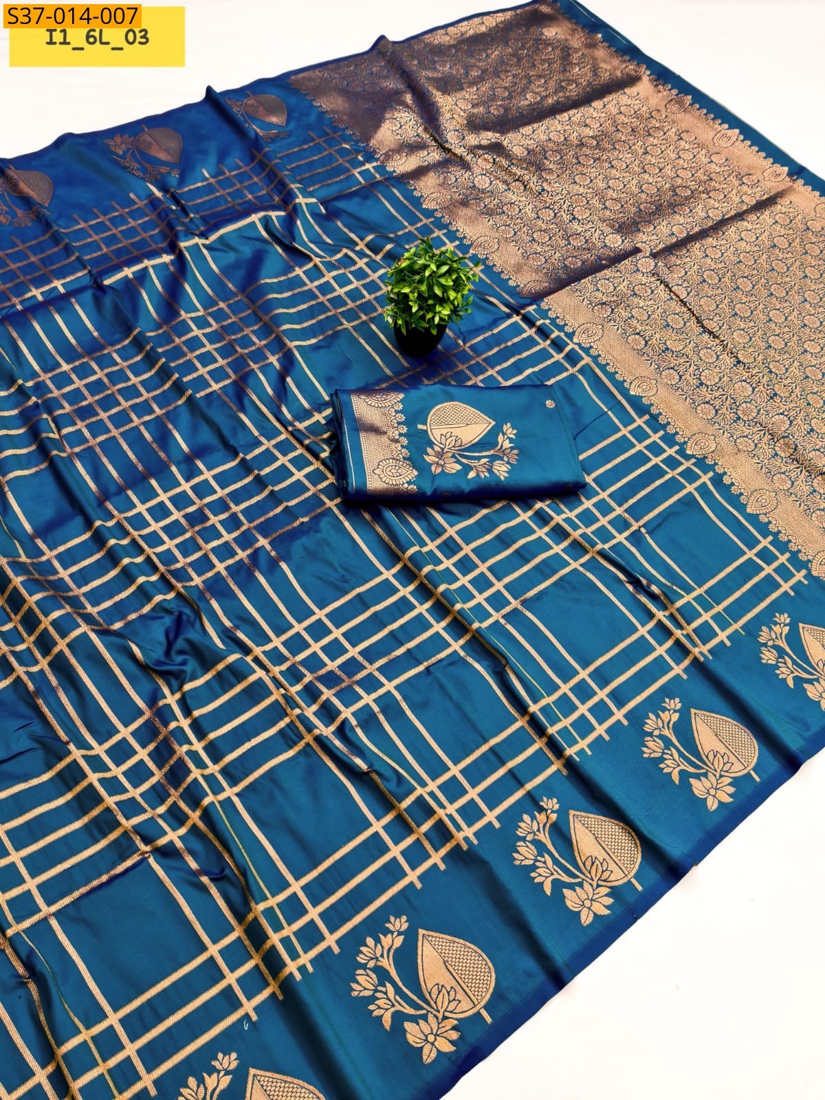 Blue Fancy Banarasi Soft Silk Saree