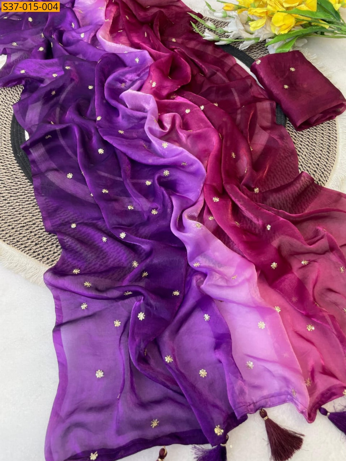 Violet Fancy Fendy Satin Saree