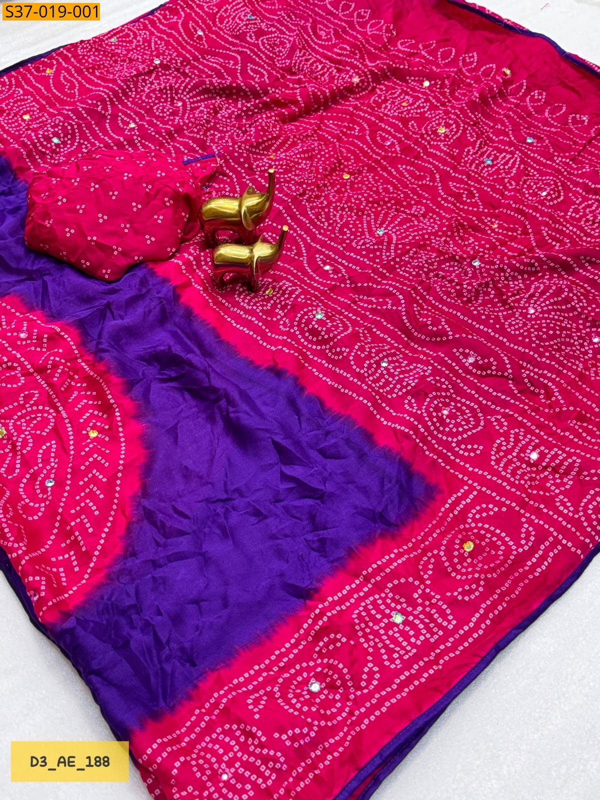 Fancy moss bandhini sarees - Violet