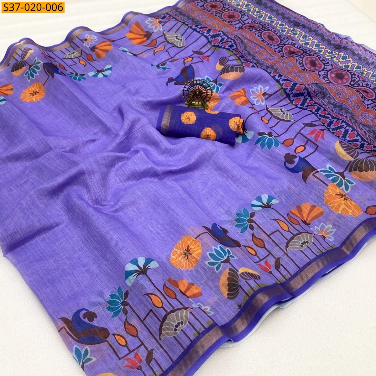 Violet Fancy Soft Linen Cotton Saree