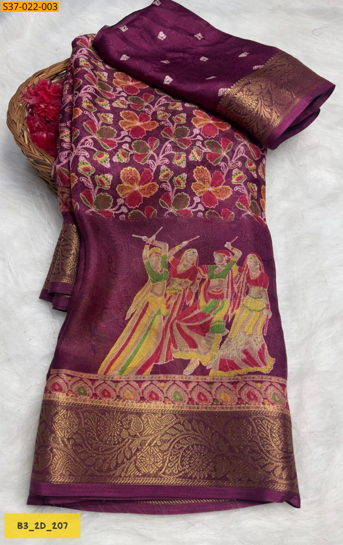 Maroon Fancy Massmellow Saree