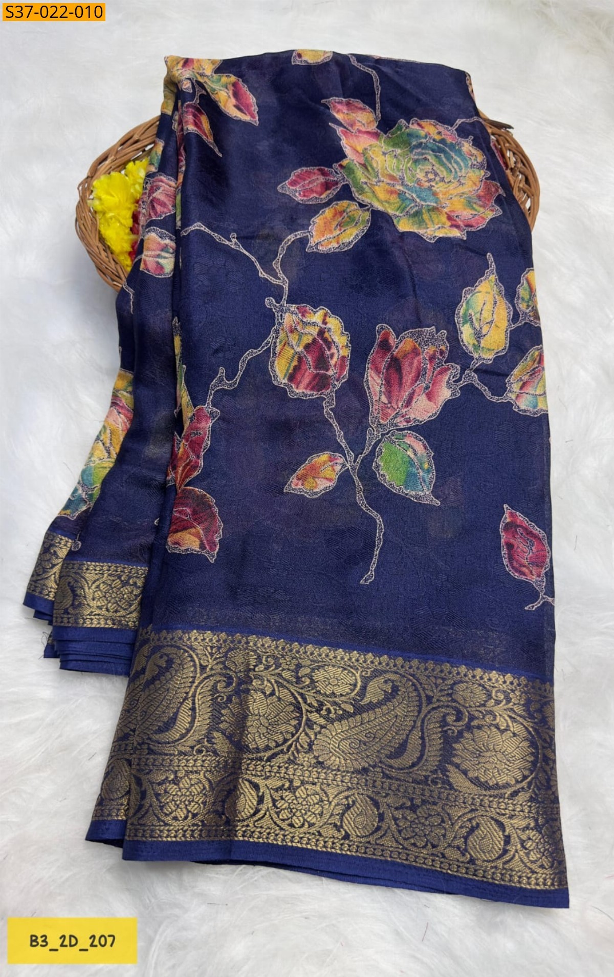 Navy Blue Fancy Massmellow Saree