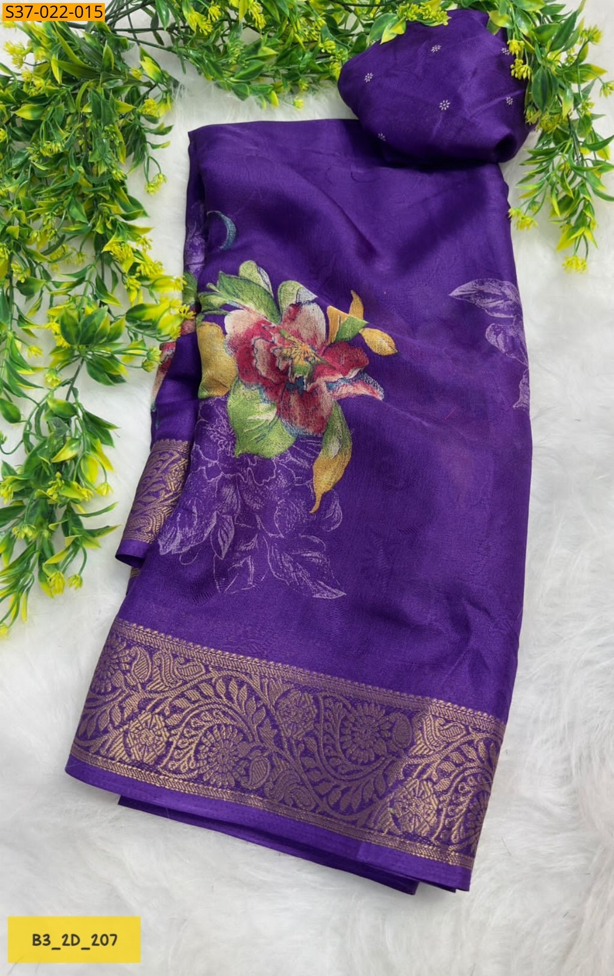 Voilet Fancy Massmellow Saree