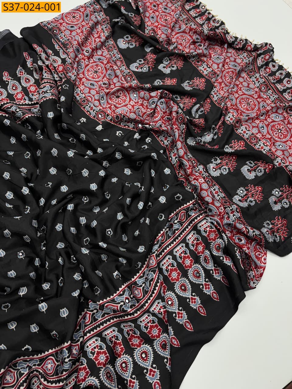 Black Fancy satin silk sarees