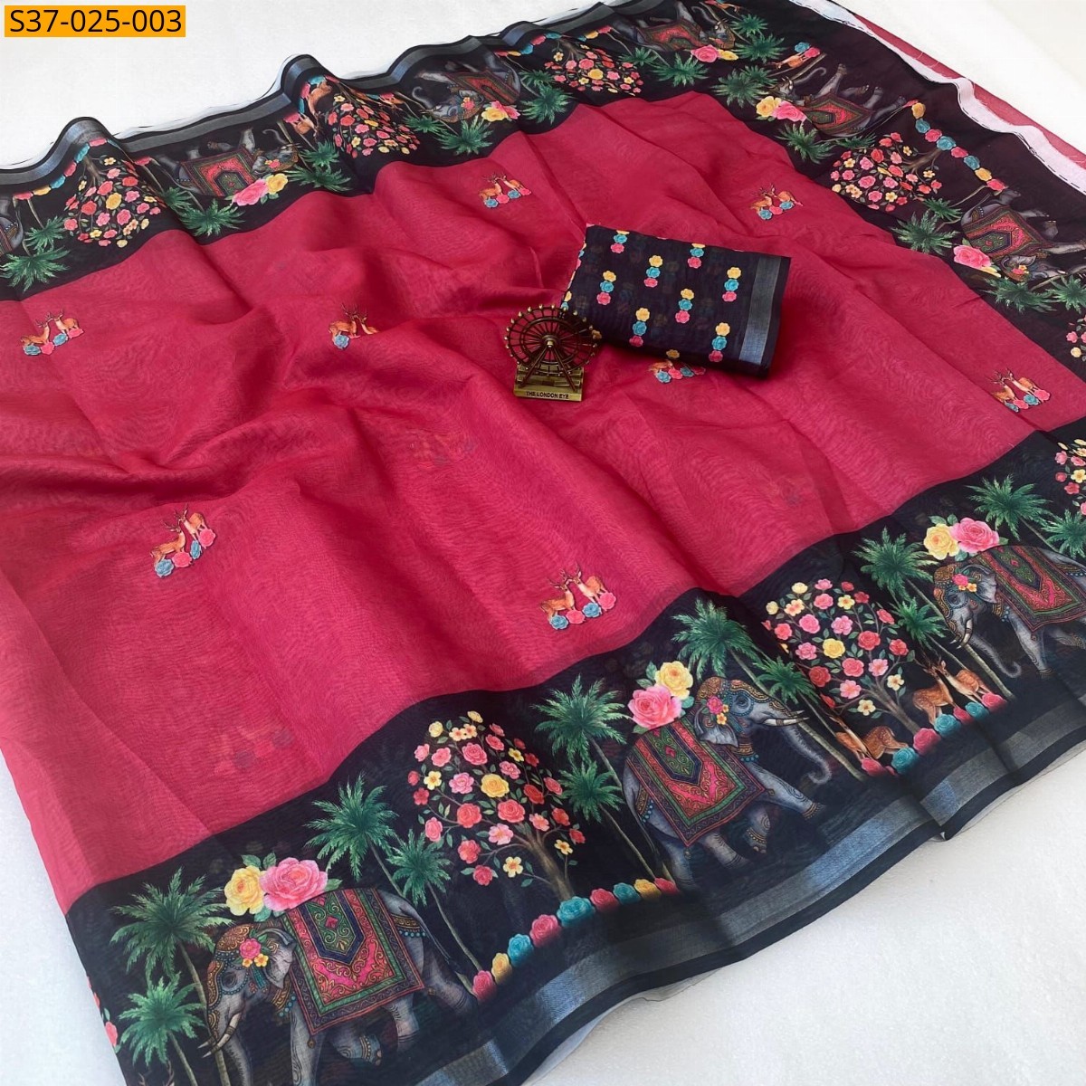 Fancy Soft Rashberry Cotton Saree - Pink