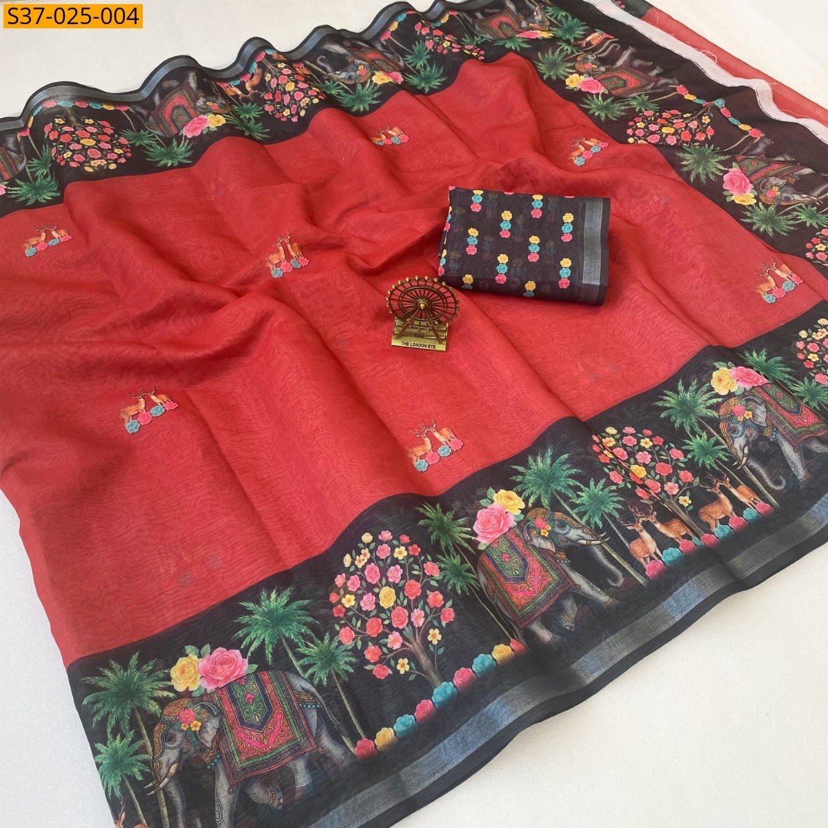 Red Fancy Soft Rashberry Cotton Saree