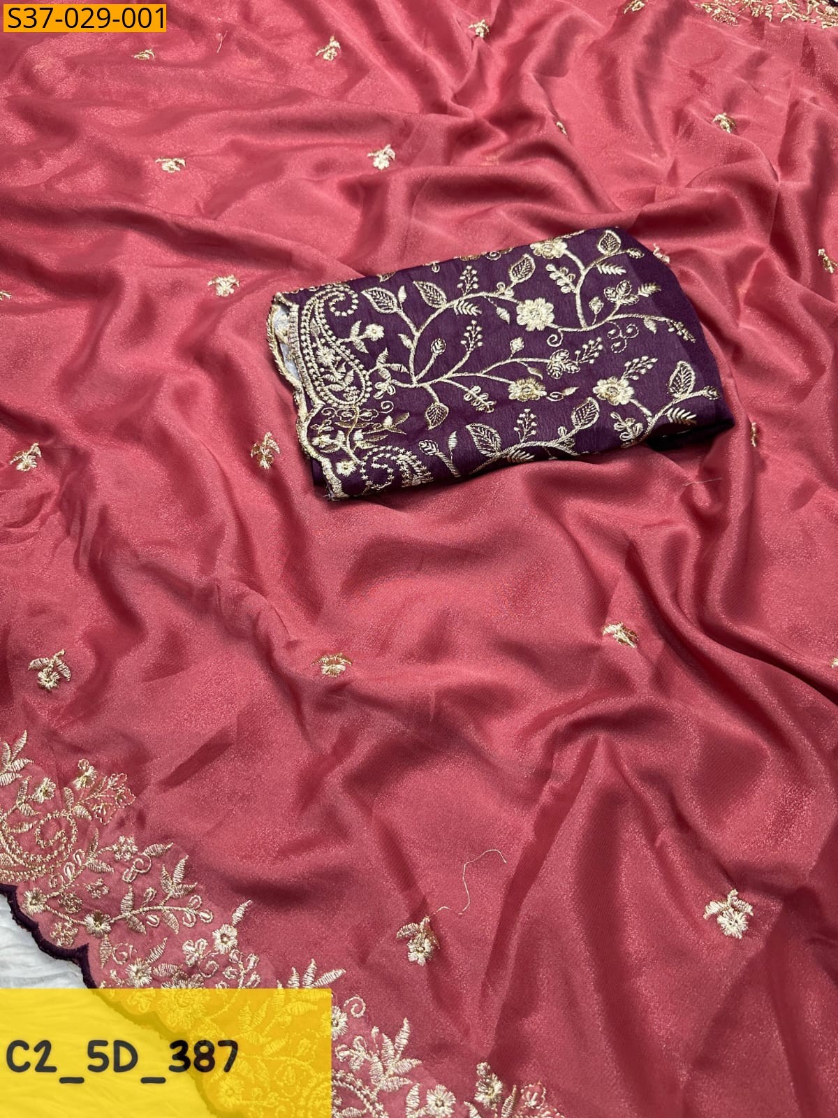 Pink Fancy Star Georgette Sarees
