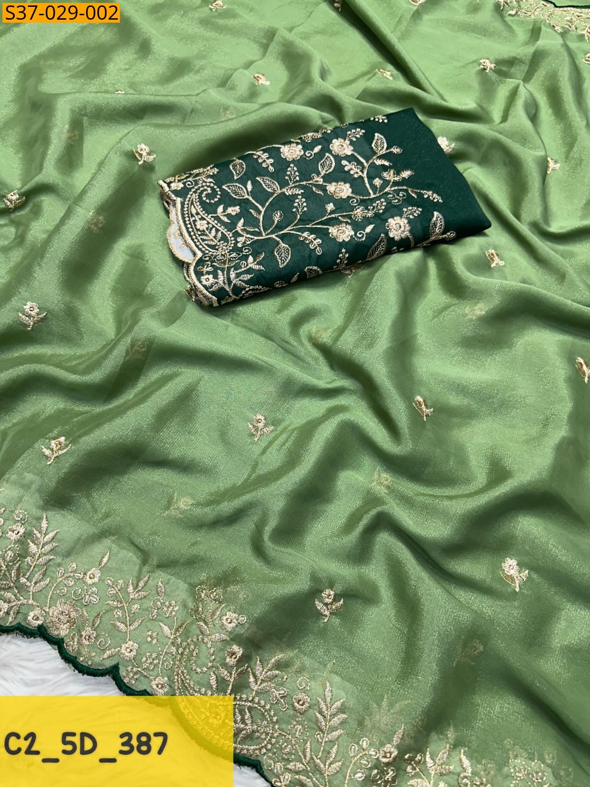 Green Fancy Star Georgette Sarees