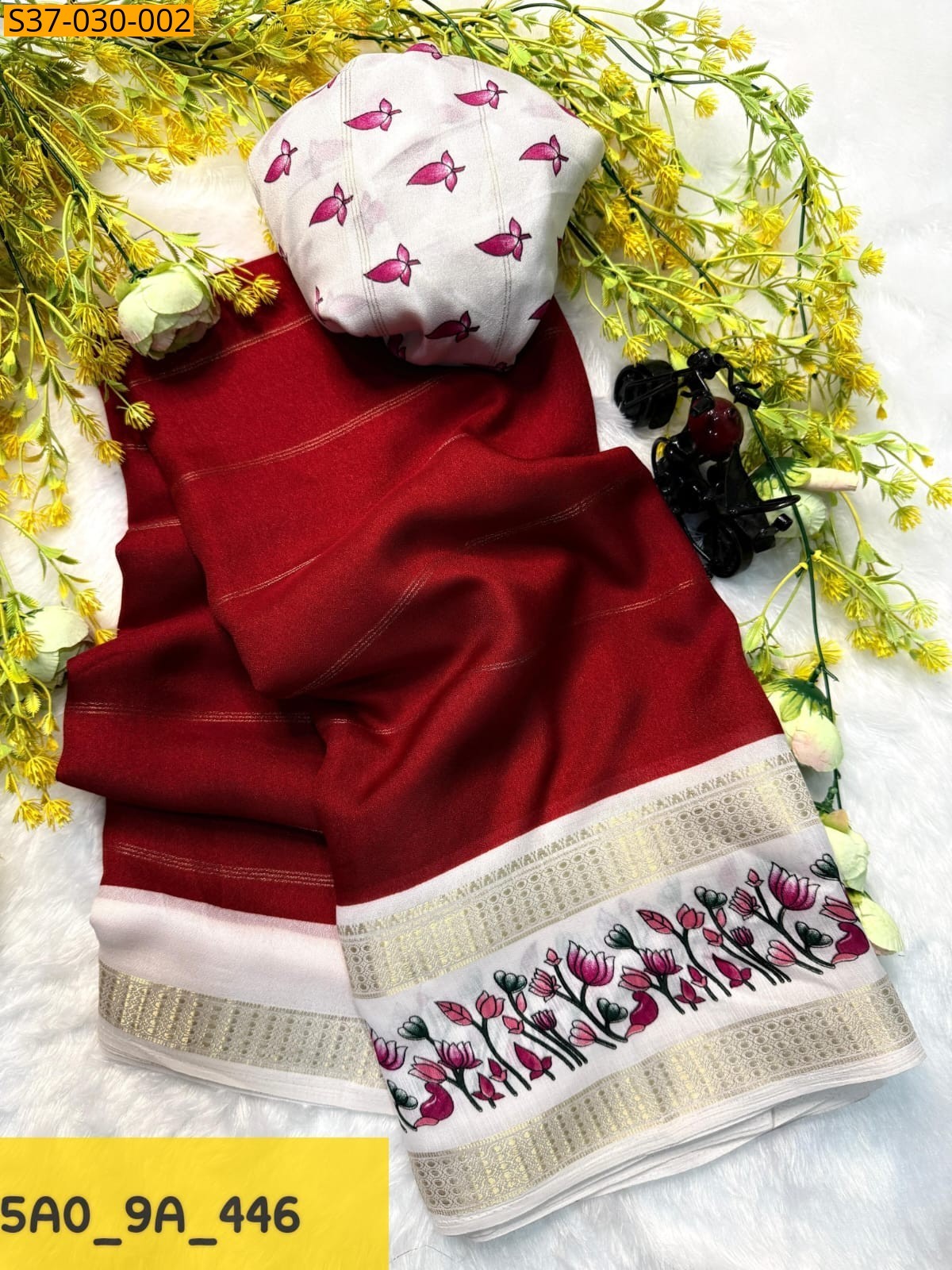 Red Fancy Massmellow Sarees