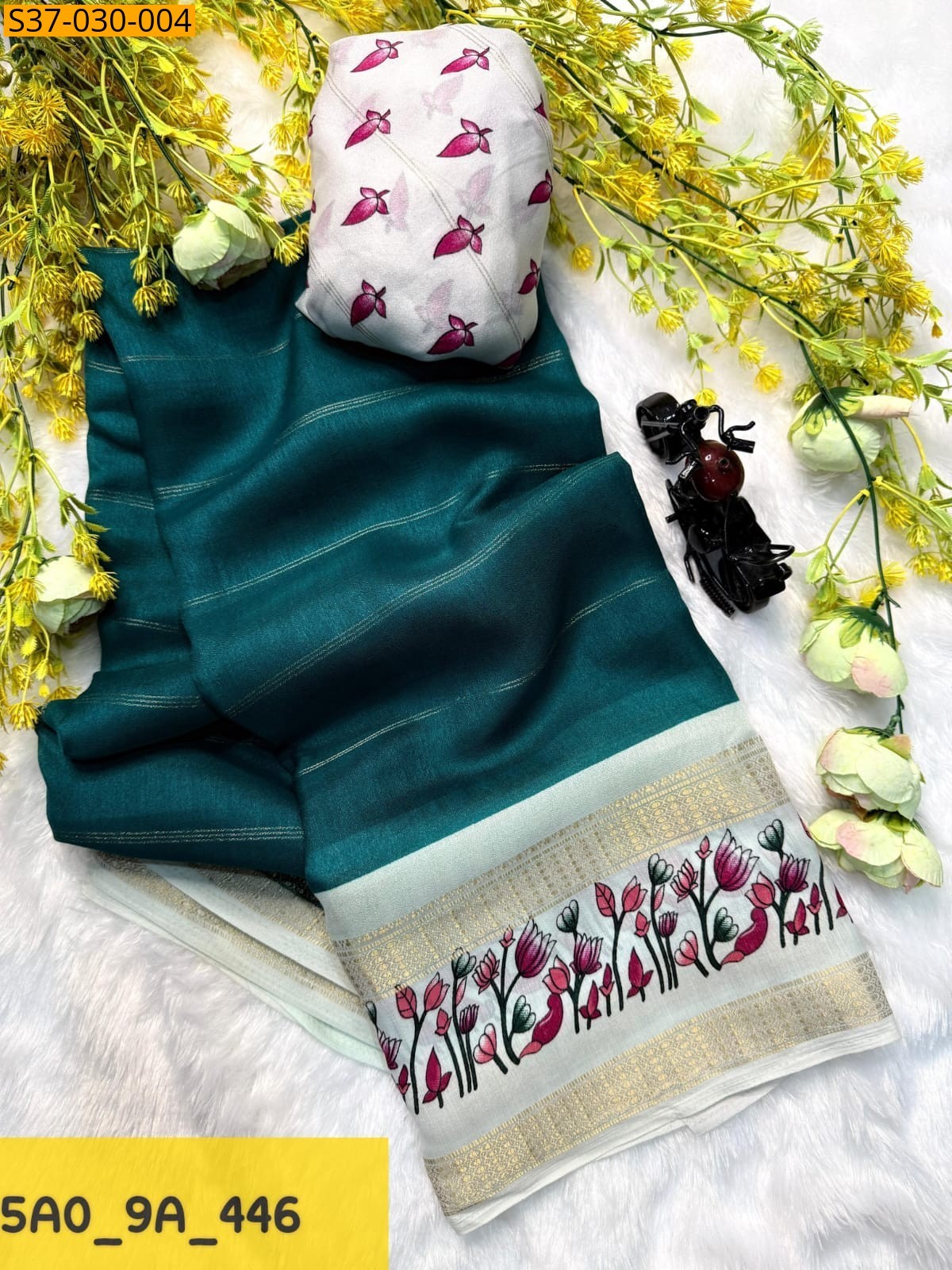 Rama Green Fancy Massmellow Sarees