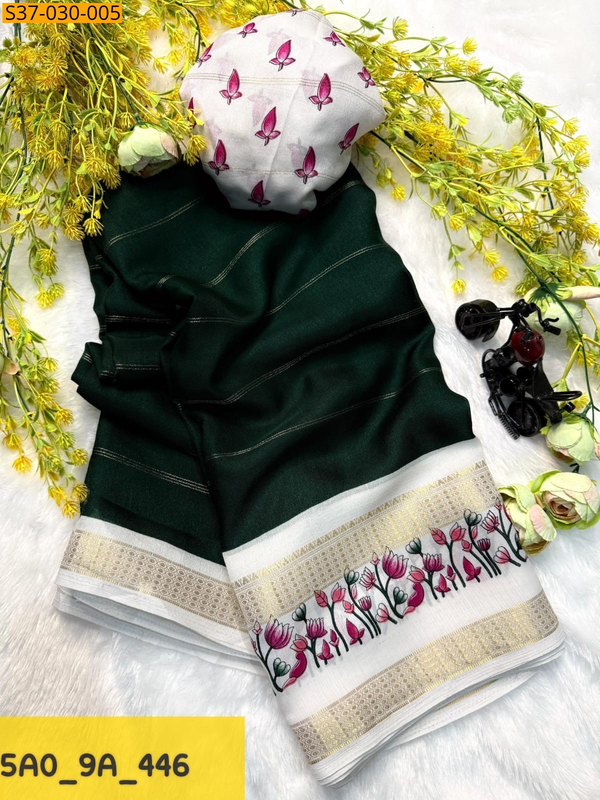 Dark Green Fancy Massmellow Sarees