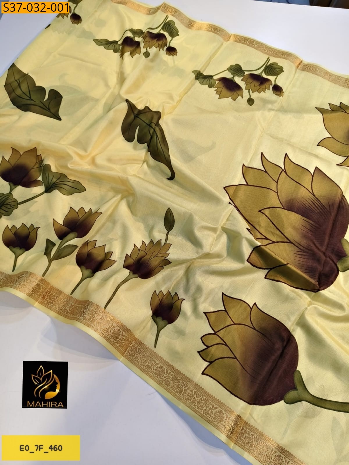 Light yellow Fancy Italian Silk Sarees