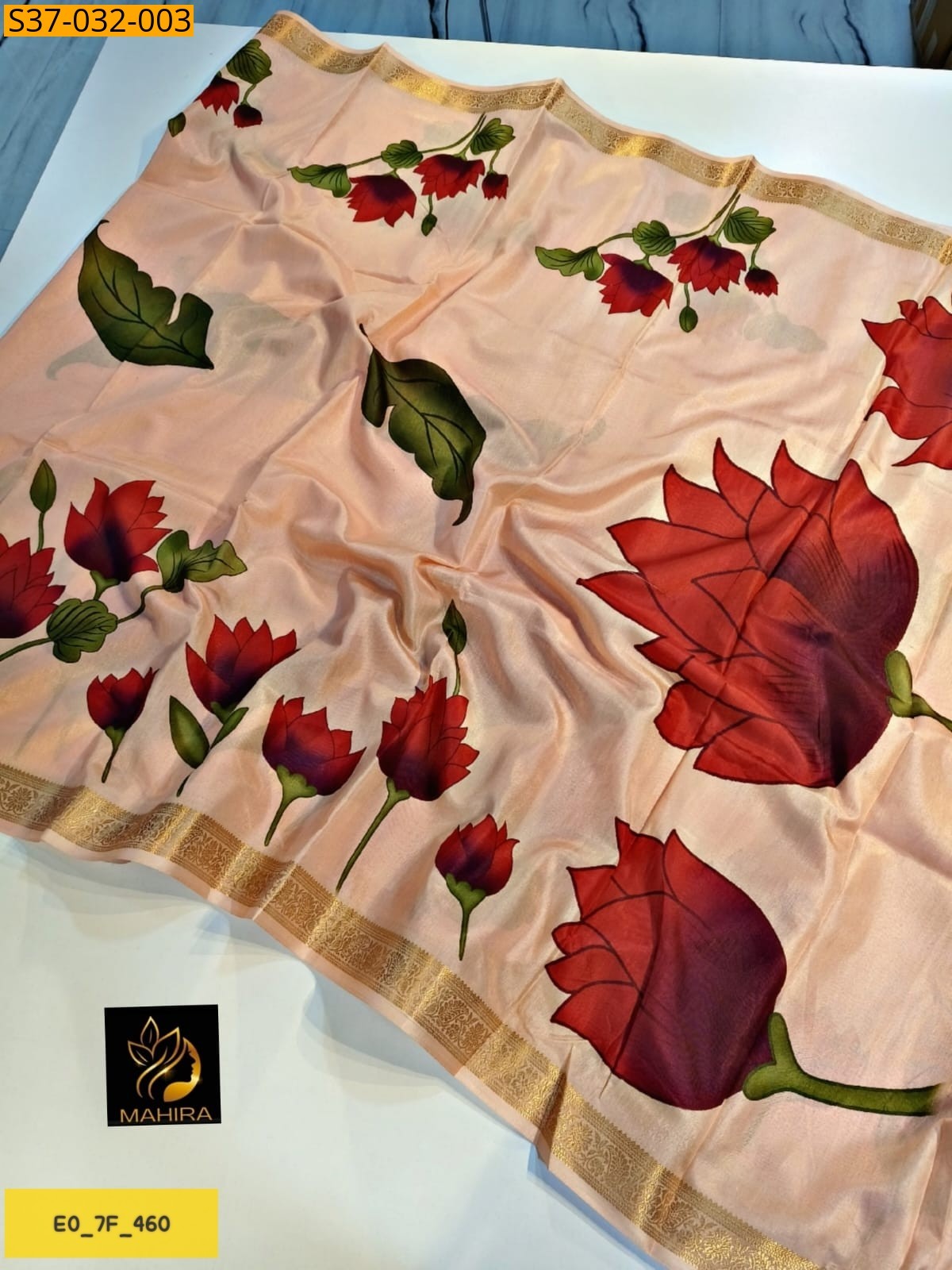 Peach Fancy Italian Silk Sarees