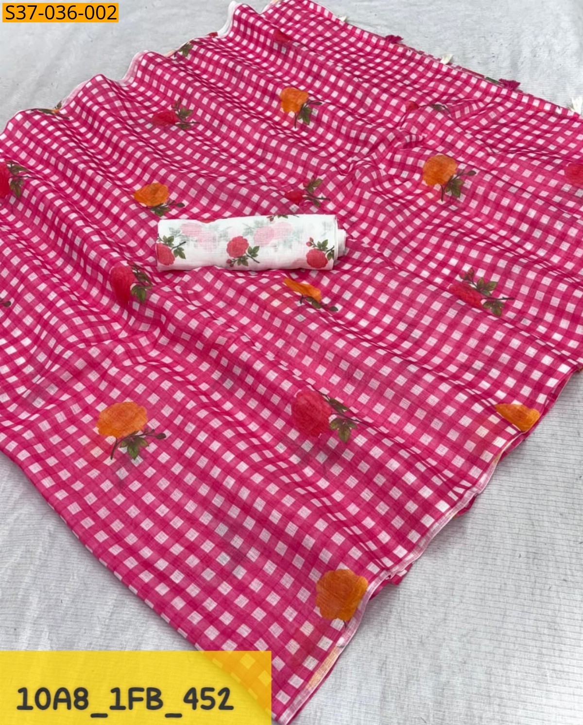 Pink Fancy Linen cotton with digital printed Sarees