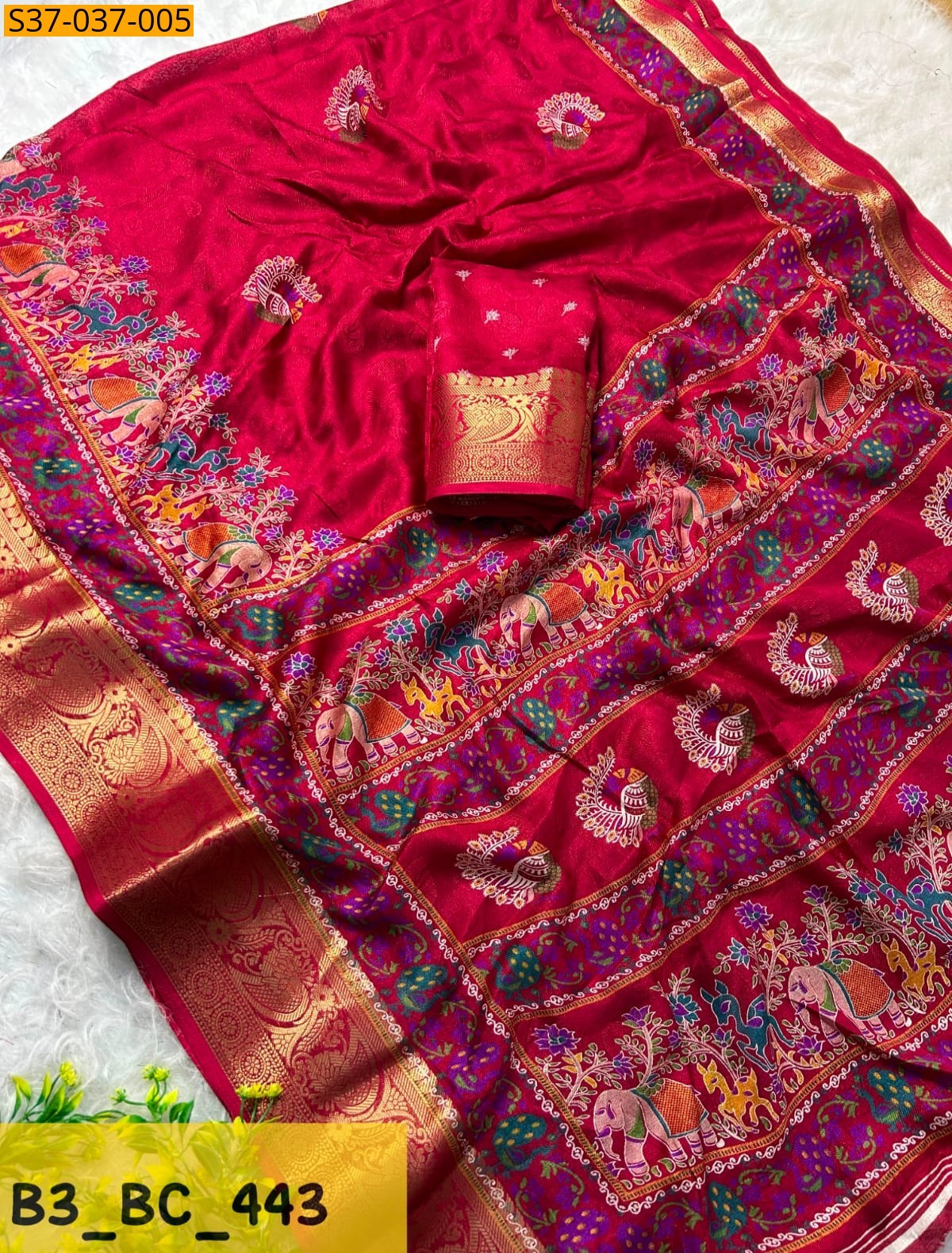 Red Fancy Mass Mellow Sarees