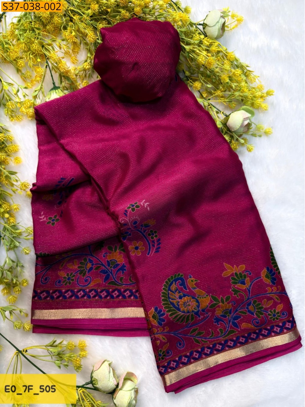 Fancy chinon silk Sarees