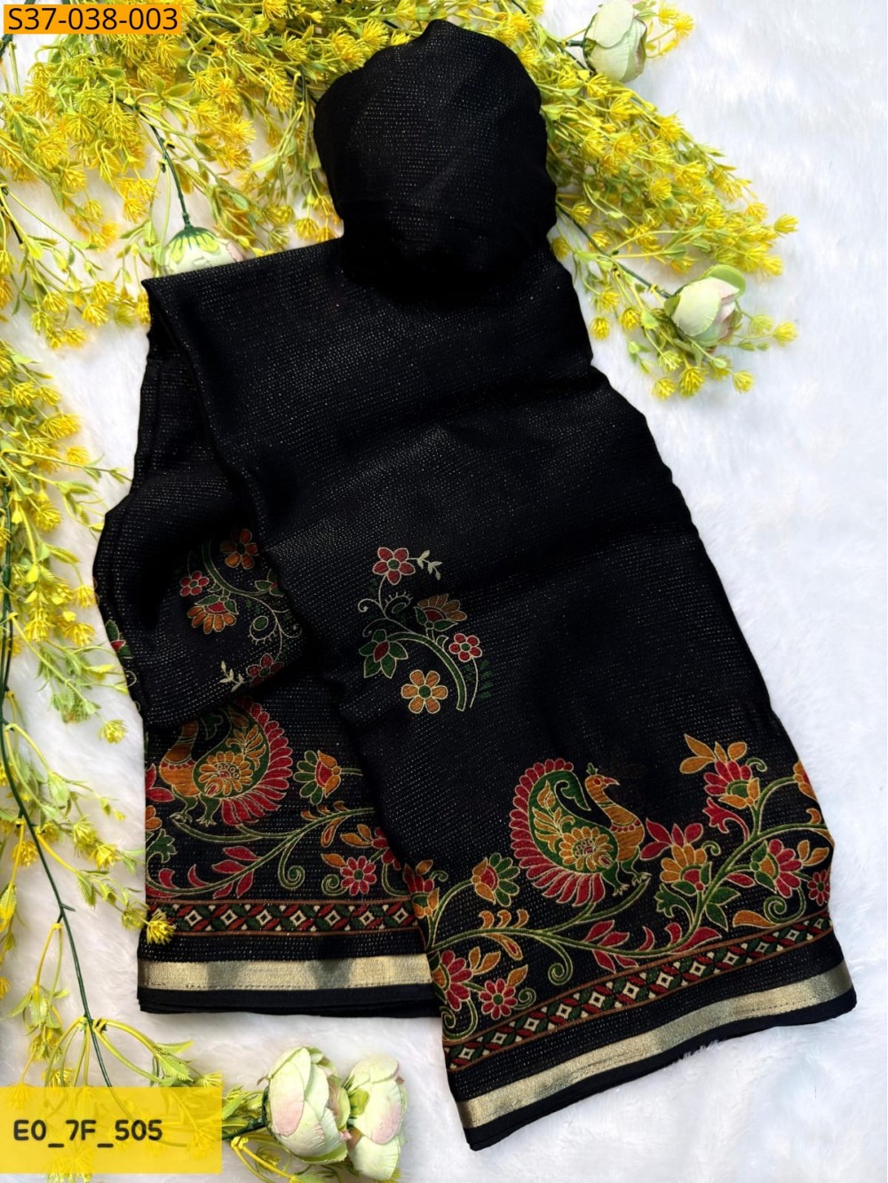 Fancy chinon silk Sarees