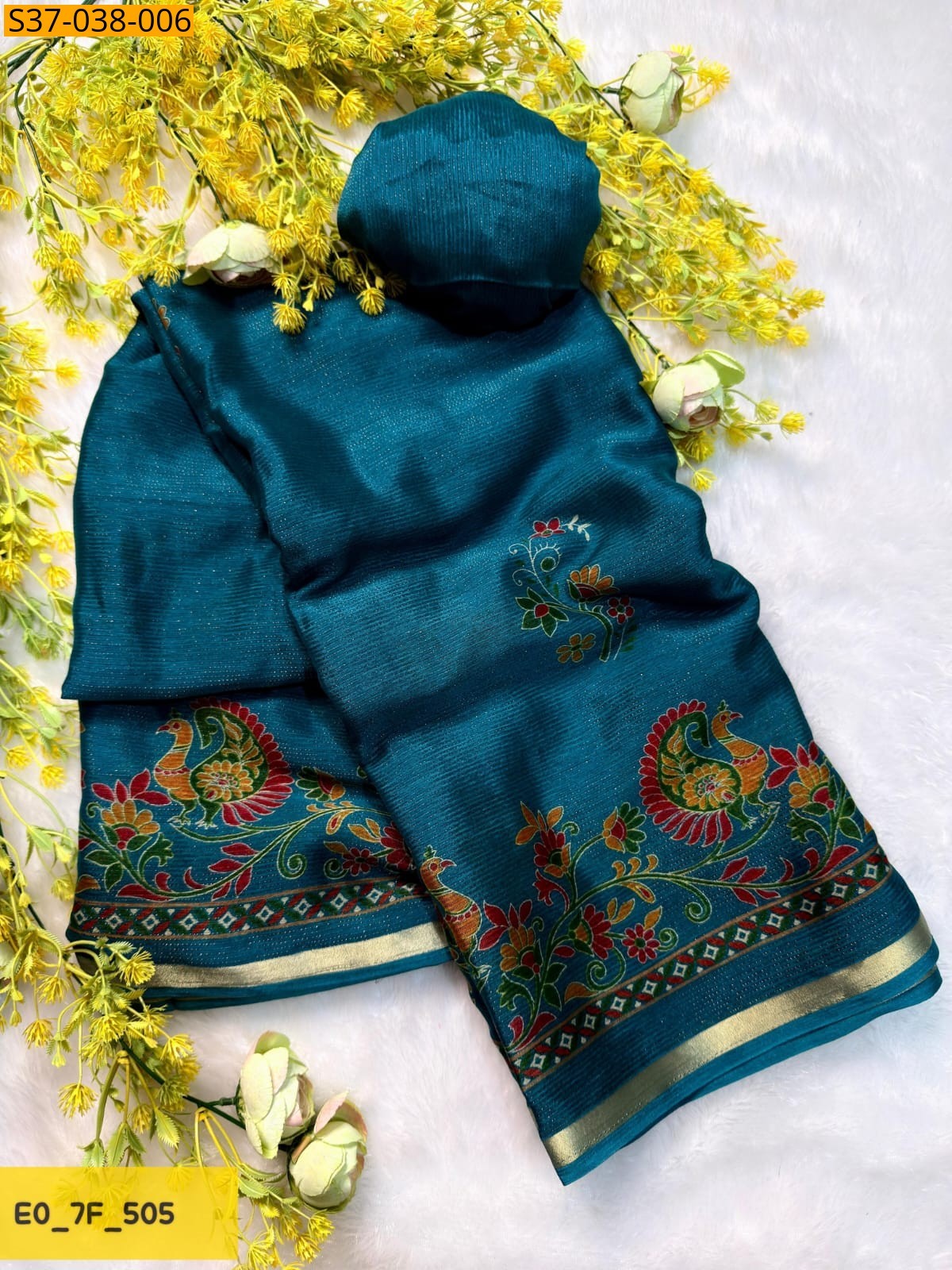 Morpitch Fancy chinon silk Sarees