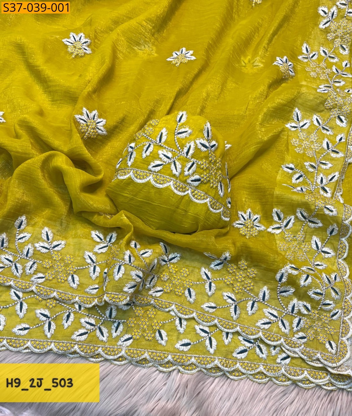 Neon Fancy Crunchy Silk Saree