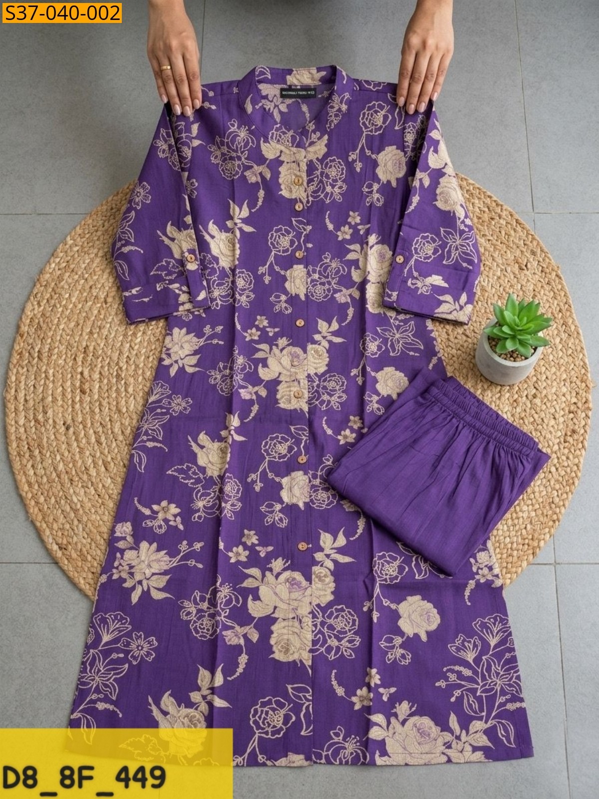 Violet Fancy Cotton Kurta and Pant set