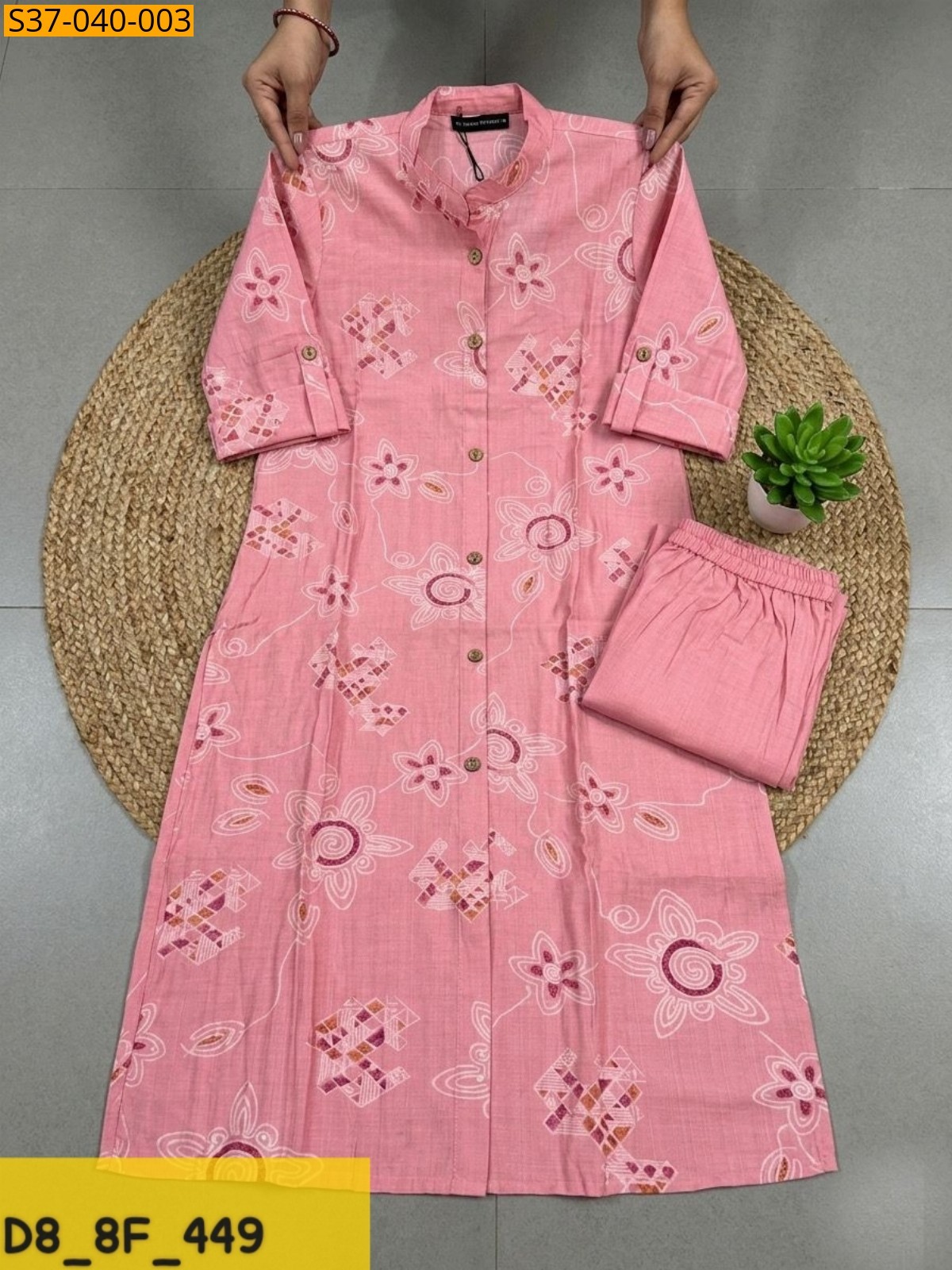 Peach Fancy Cotton Kurta and Pant set