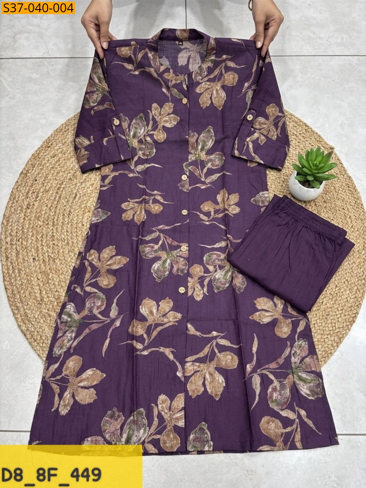Purple Fancy Cotton Kurta and Pant set