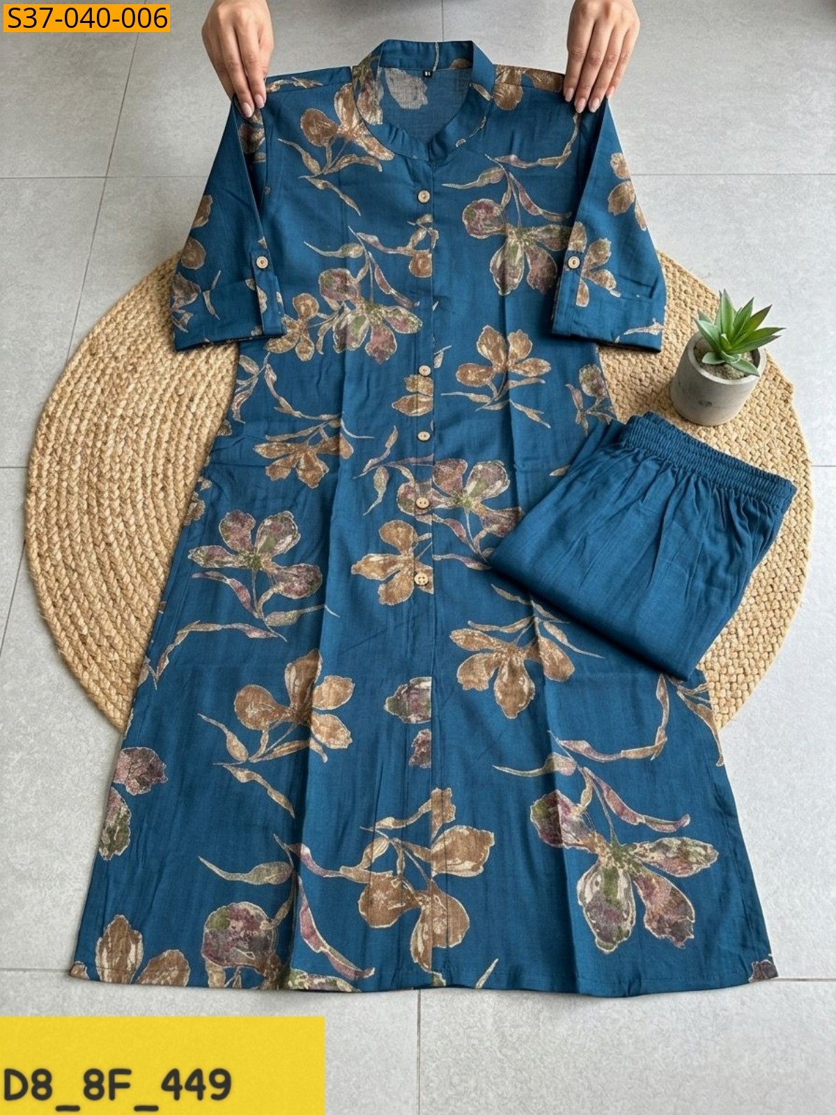 Blue Fancy Cotton Kurta and Pant set