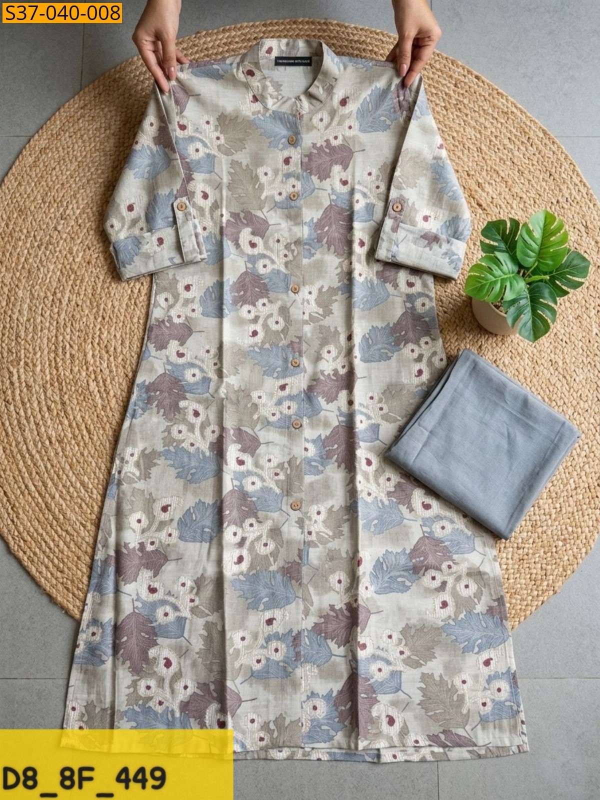 Grey Fancy Cotton Kurta and Pant set